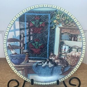 Decorative Vintage Plates with Cats - set of 2